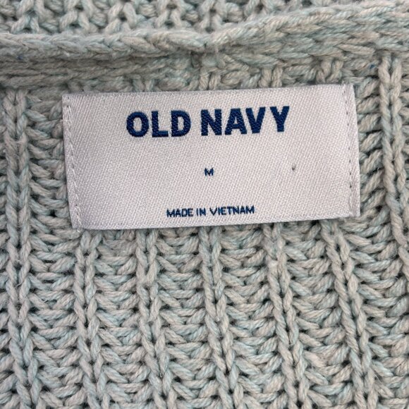 Old Navy Sweater Medium Blue V-Neck Cotton Blend Long Sleeve Pullover Women's - Picture 8 of 9